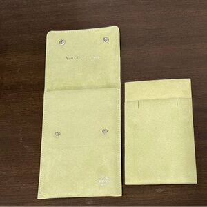 Brand New.Van Cleef & Arpels Light Green Suede Pouch Set